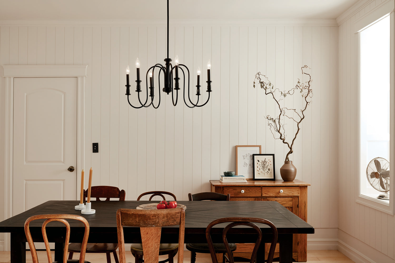 KICHLER 52470BK Karthe 28.5" 6 Light Chandelier Black