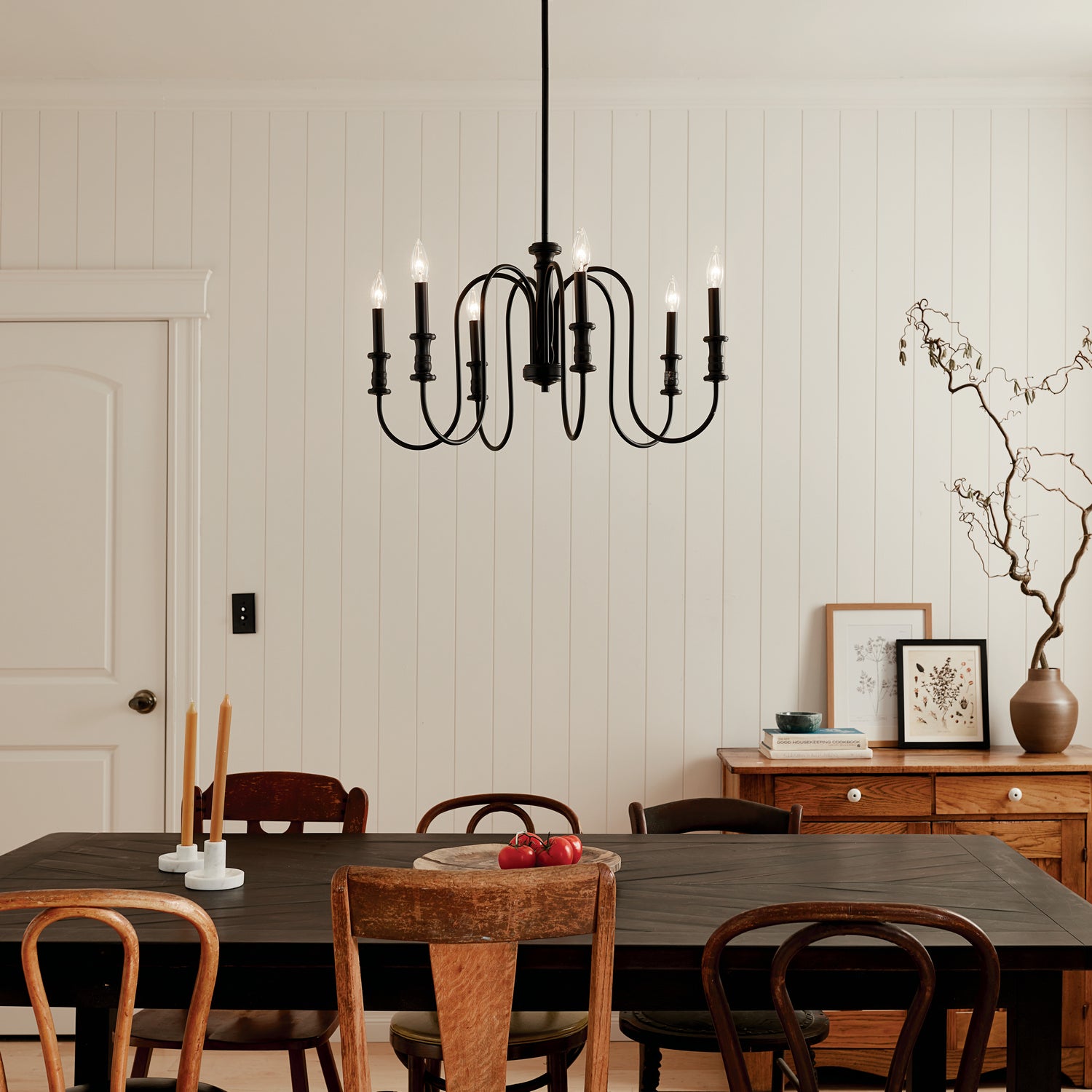 KICHLER 52470BK Karthe 28.5" 6 Light Chandelier Black