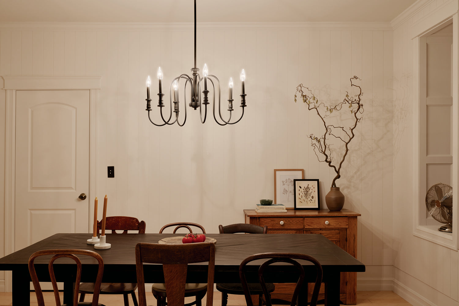 KICHLER 52470BK Karthe 28.5" 6 Light Chandelier Black