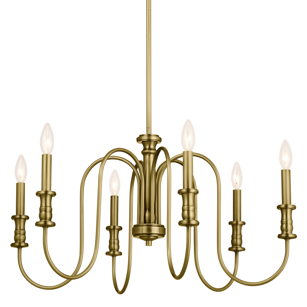 KICHLER 52470NBR Karthe 28.5" 6 Light Chandelier Natural Brass