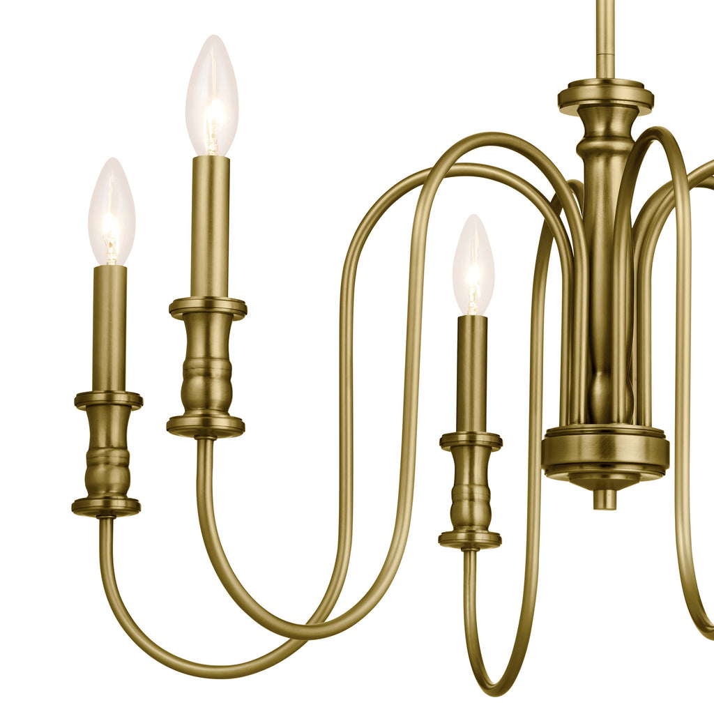 KICHLER 52470NBR Karthe 28.5" 6 Light Chandelier Natural Brass