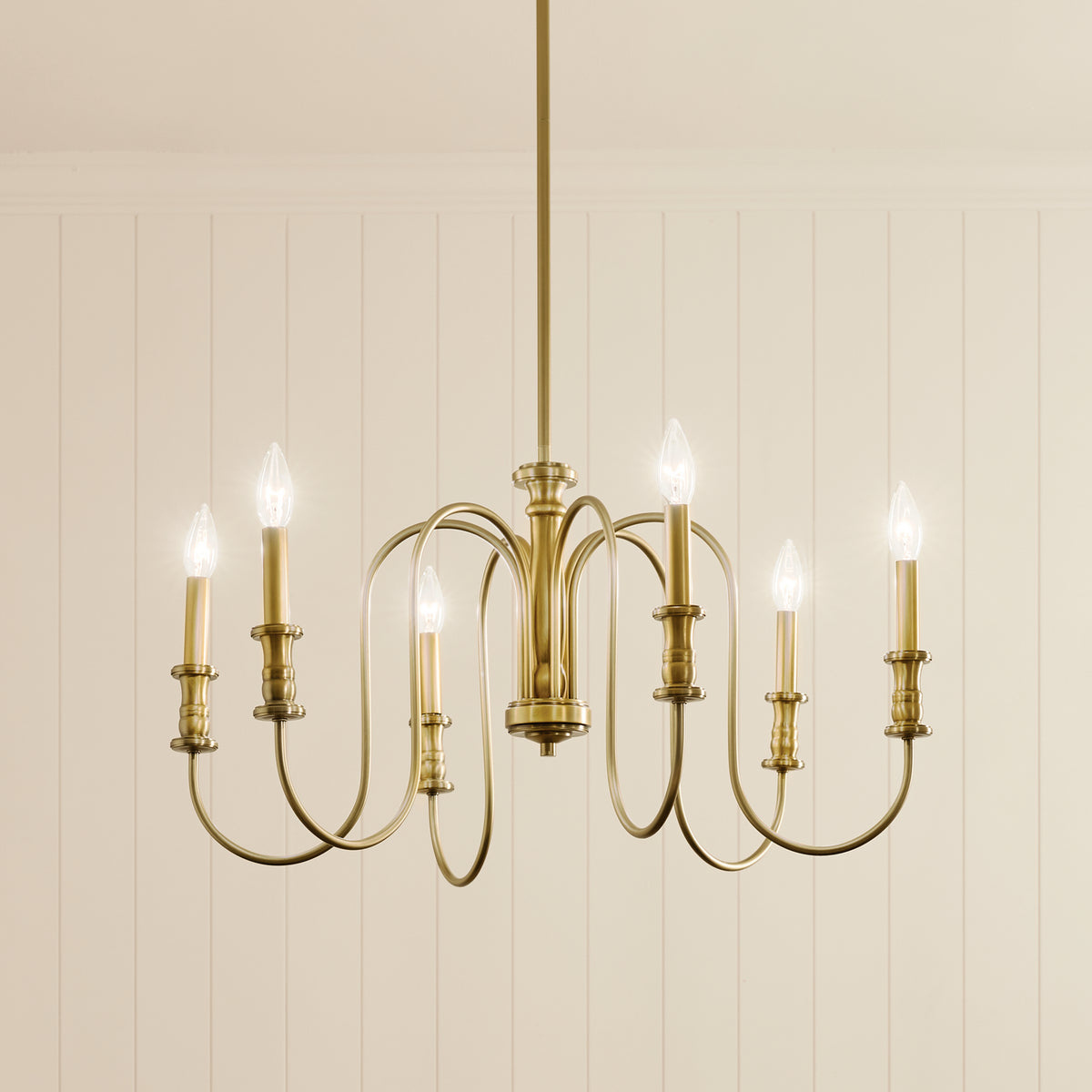 KICHLER 52470NBR Karthe 28.5" 6 Light Chandelier Natural Brass