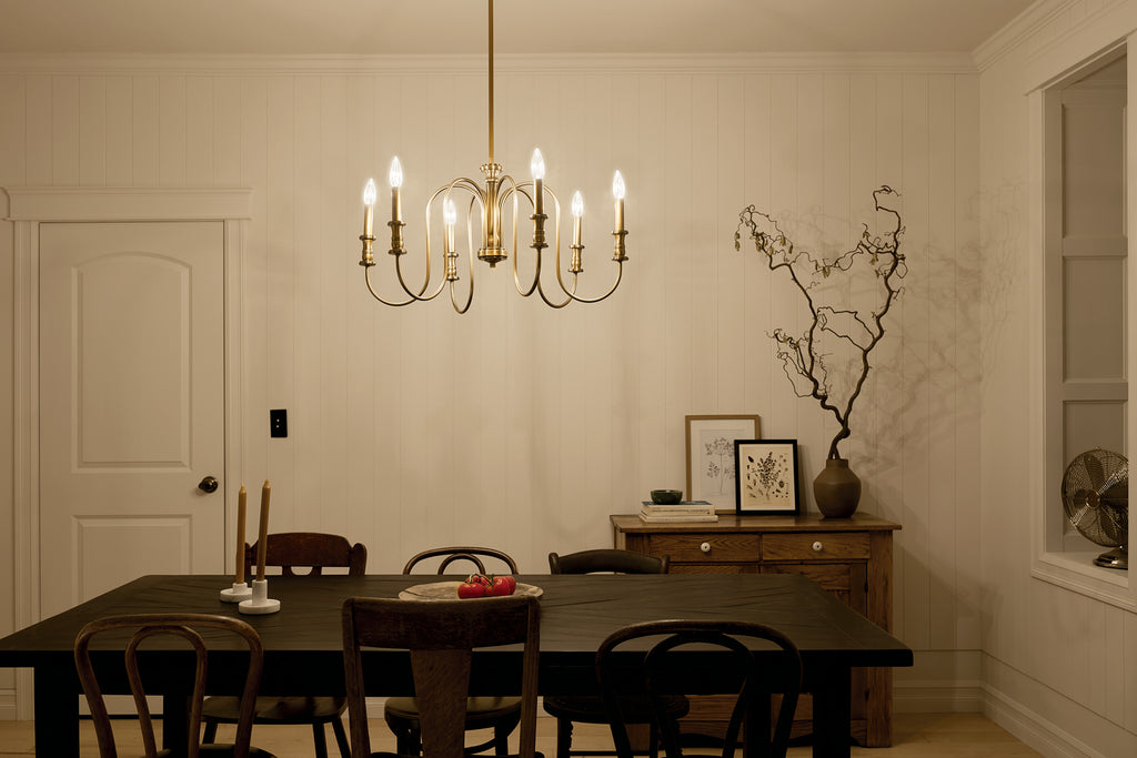 KICHLER 52470NBR Karthe 28.5" 6 Light Chandelier Natural Brass
