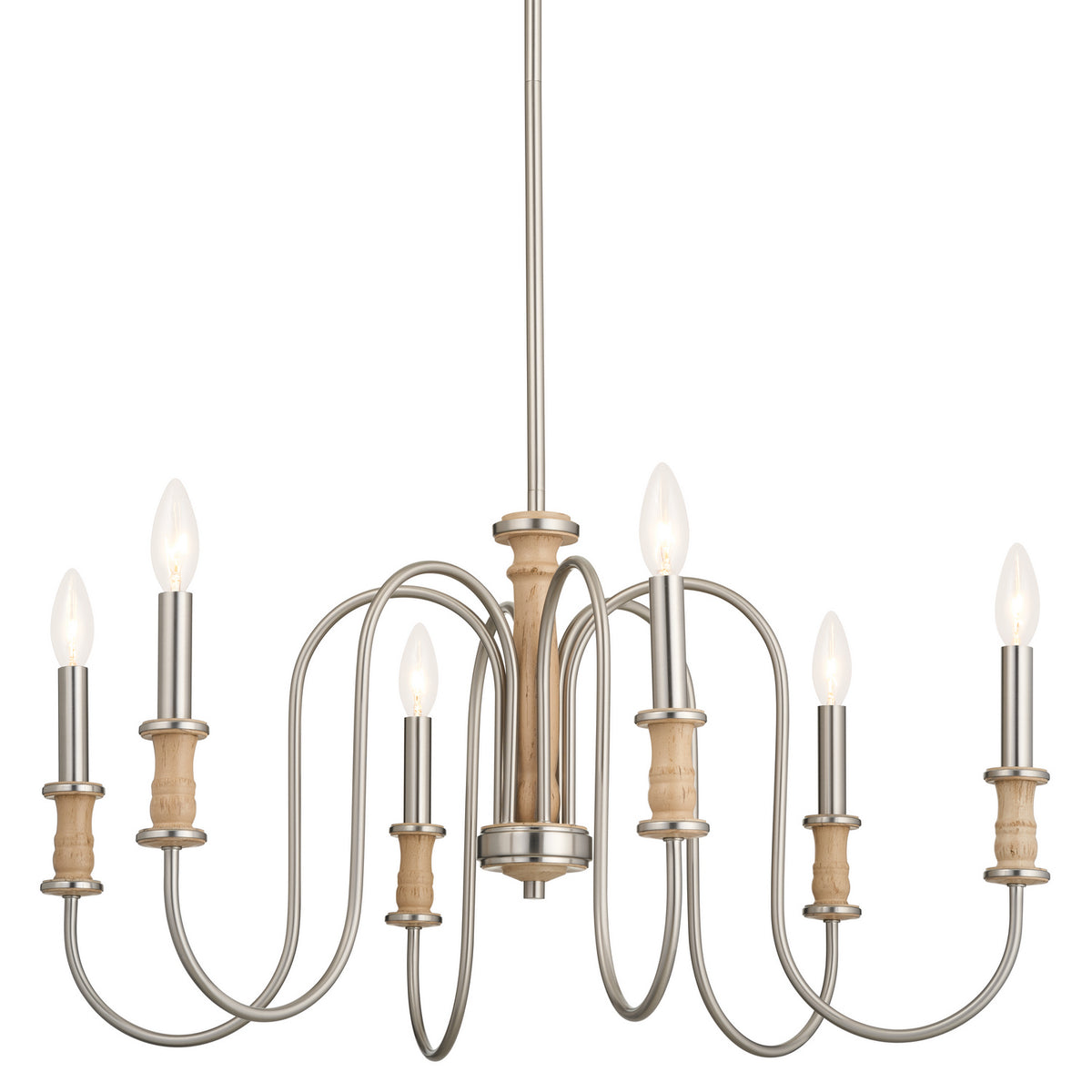 KICHLER 52470NI Karthe 28.5" 6 Light Chandelier Brushed Nickel