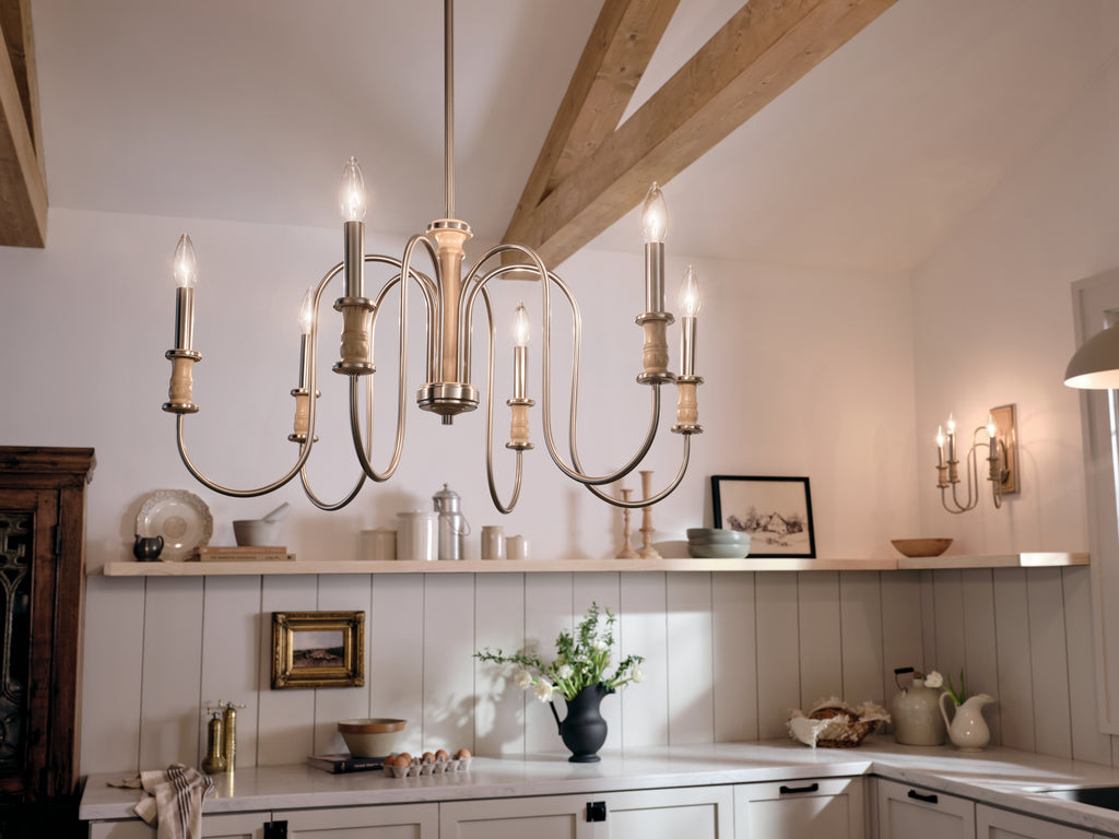 KICHLER 52470NI Karthe 28.5" 6 Light Chandelier Brushed Nickel