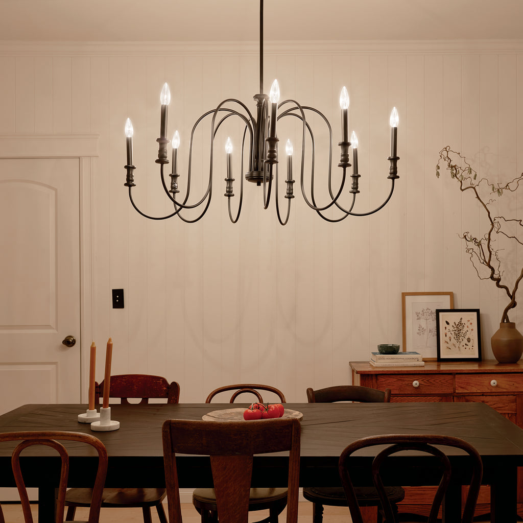 KICHLER 52471BK Karthe 42" 9 Light Chandelier Black