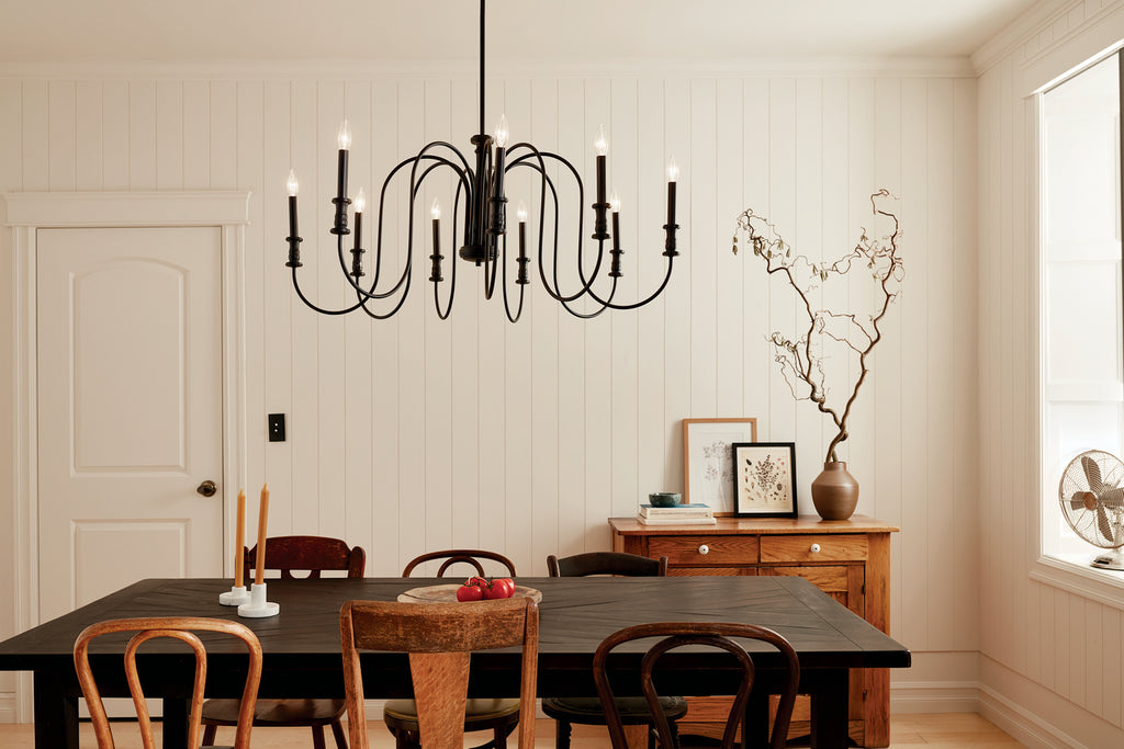 KICHLER 52471BK Karthe 42" 9 Light Chandelier Black