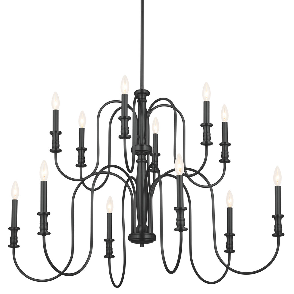 KICHLER 52472BK Karthe 42" 12 Light Chandelier Black