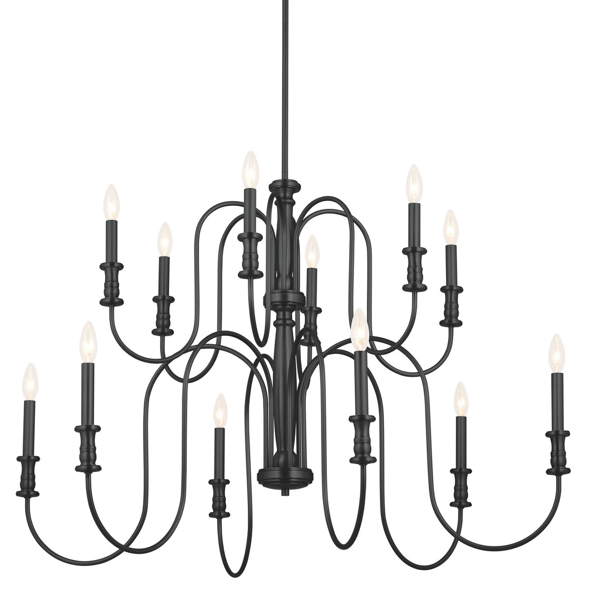 KICHLER 52472BK Karthe 42" 12 Light Chandelier Black