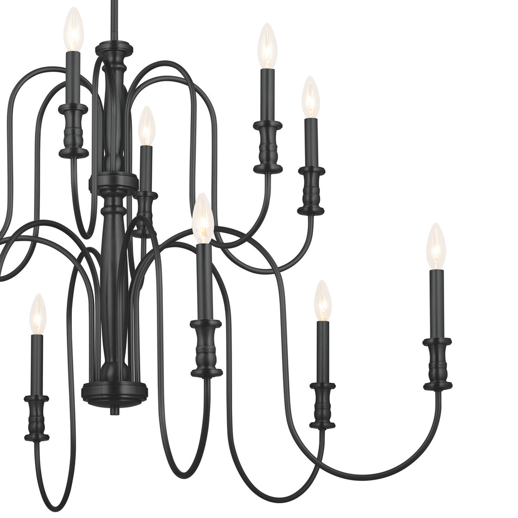 KICHLER 52472BK Karthe 42" 12 Light Chandelier Black