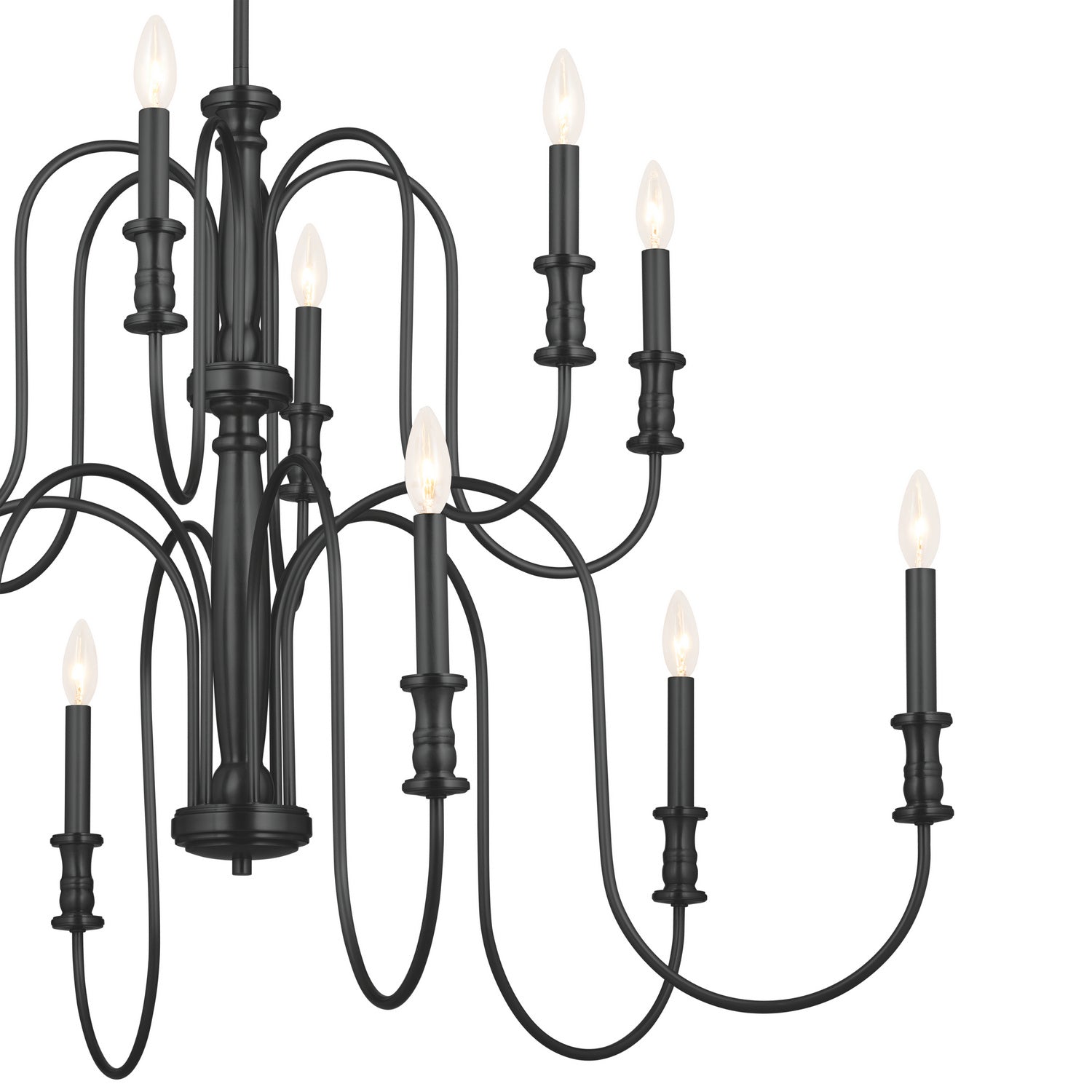 KICHLER 52472BK Karthe 42" 12 Light Chandelier Black