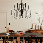 KICHLER 52472BK Karthe 42" 12 Light Chandelier Black