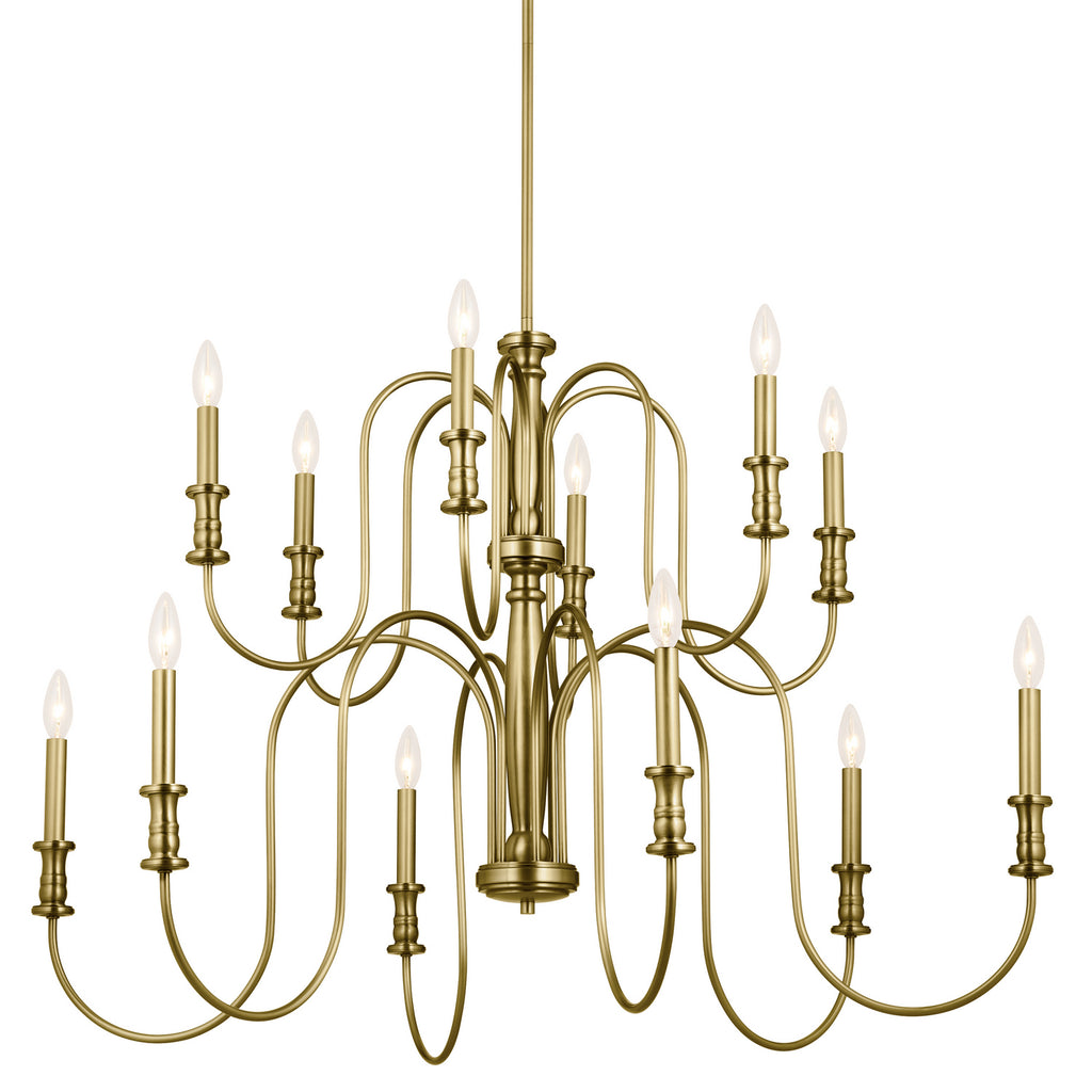 KICHLER 52472NBR Karthe 42" 12 Light Chandelier Natural Brass