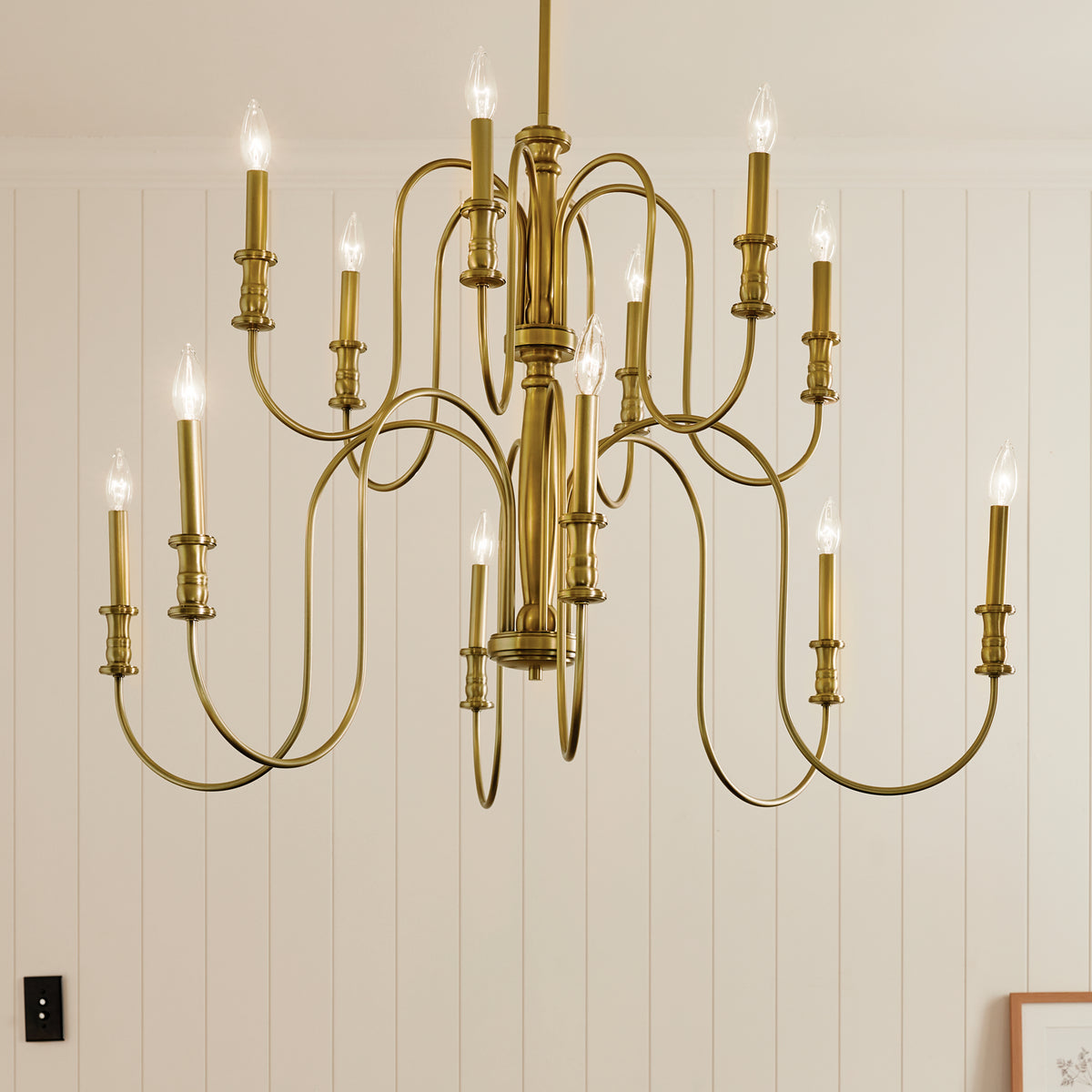 KICHLER 52472NBR Karthe 42" 12 Light Chandelier Natural Brass