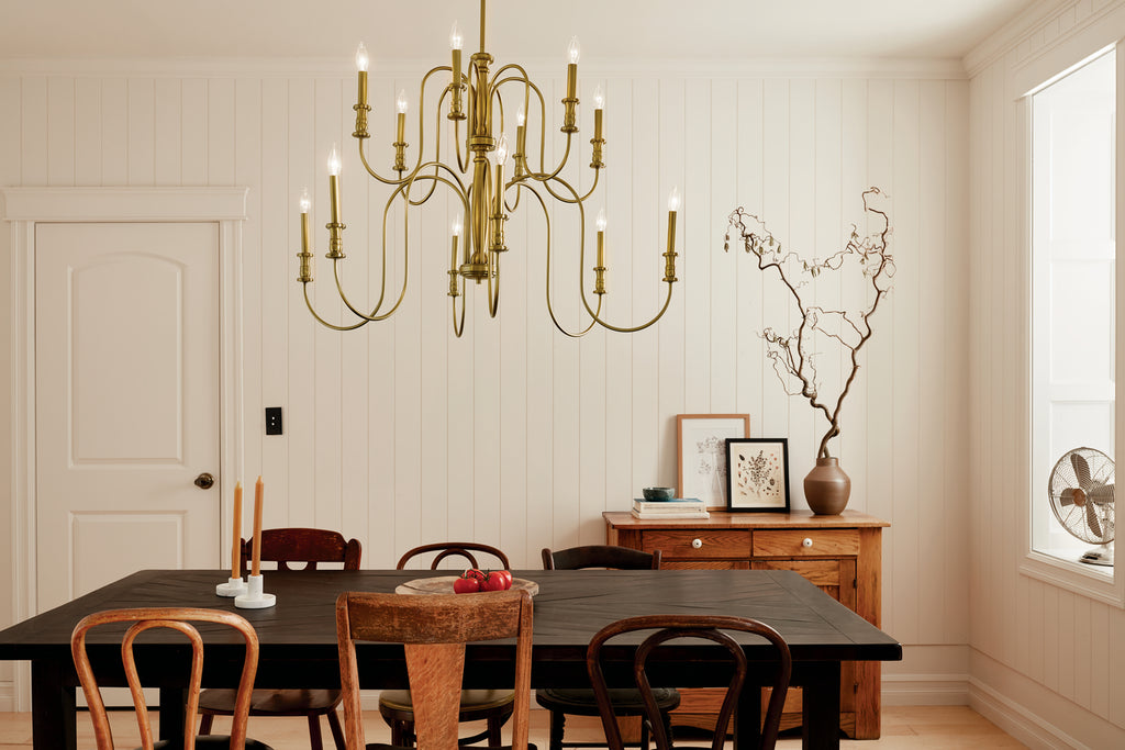 KICHLER 52472NBR Karthe 42" 12 Light Chandelier Natural Brass