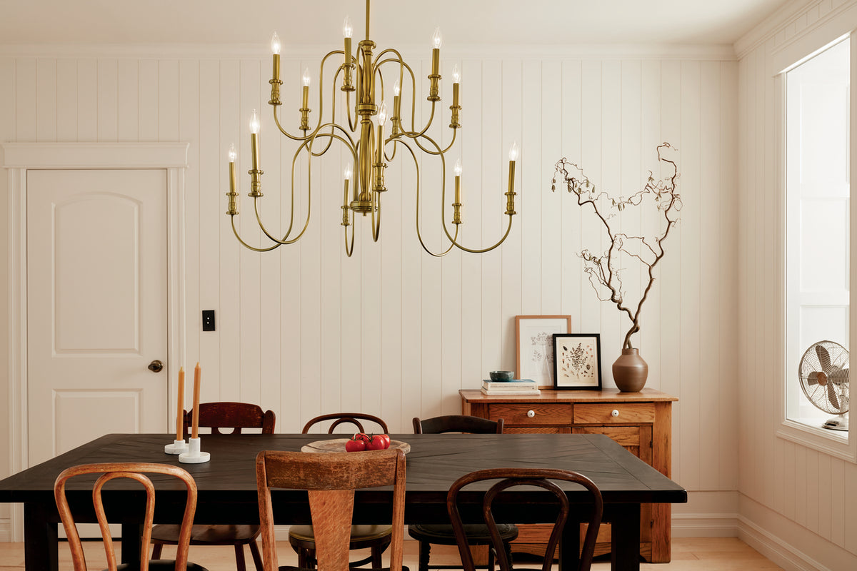 KICHLER 52472NBR Karthe 42" 12 Light Chandelier Natural Brass