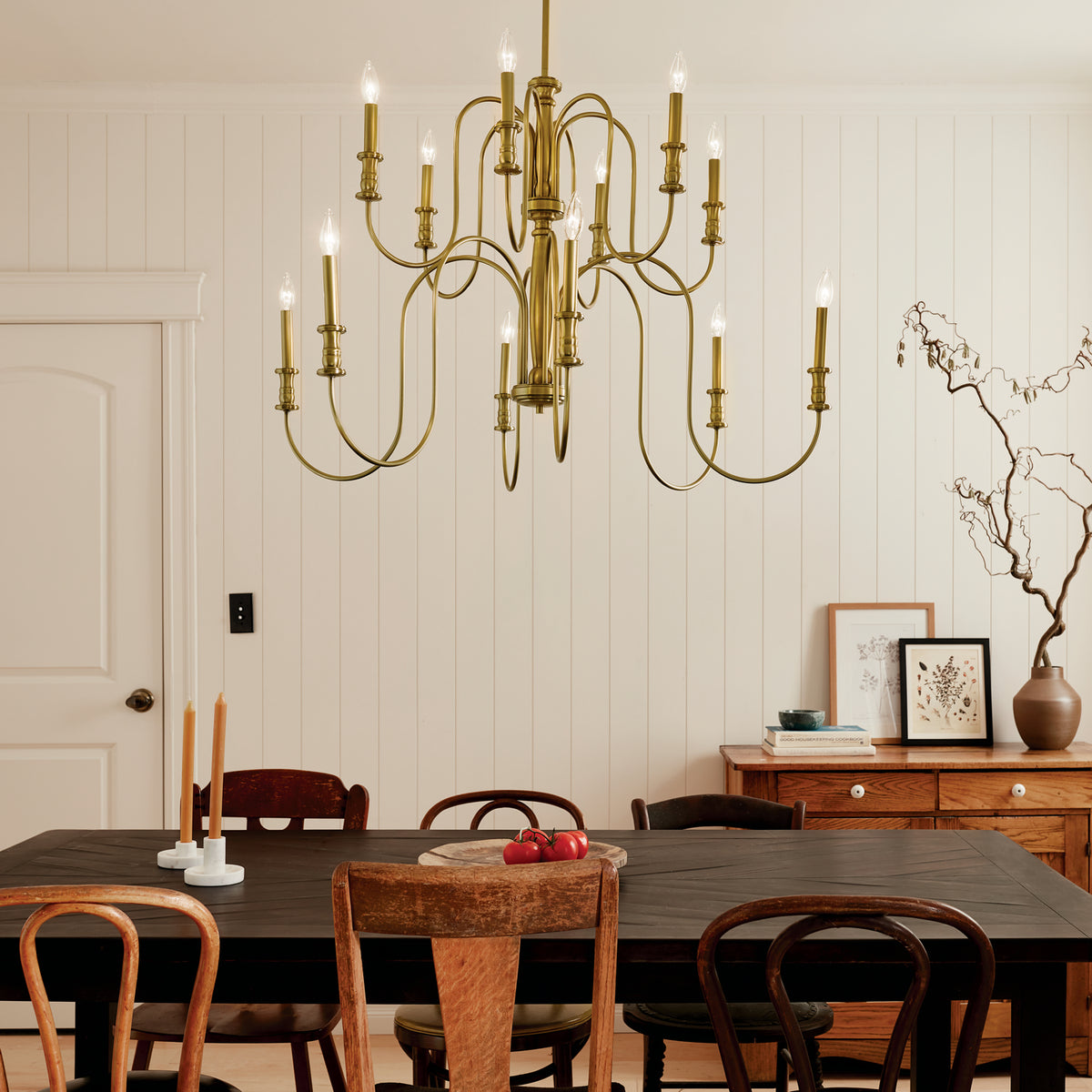 KICHLER 52472NBR Karthe 42" 12 Light Chandelier Natural Brass