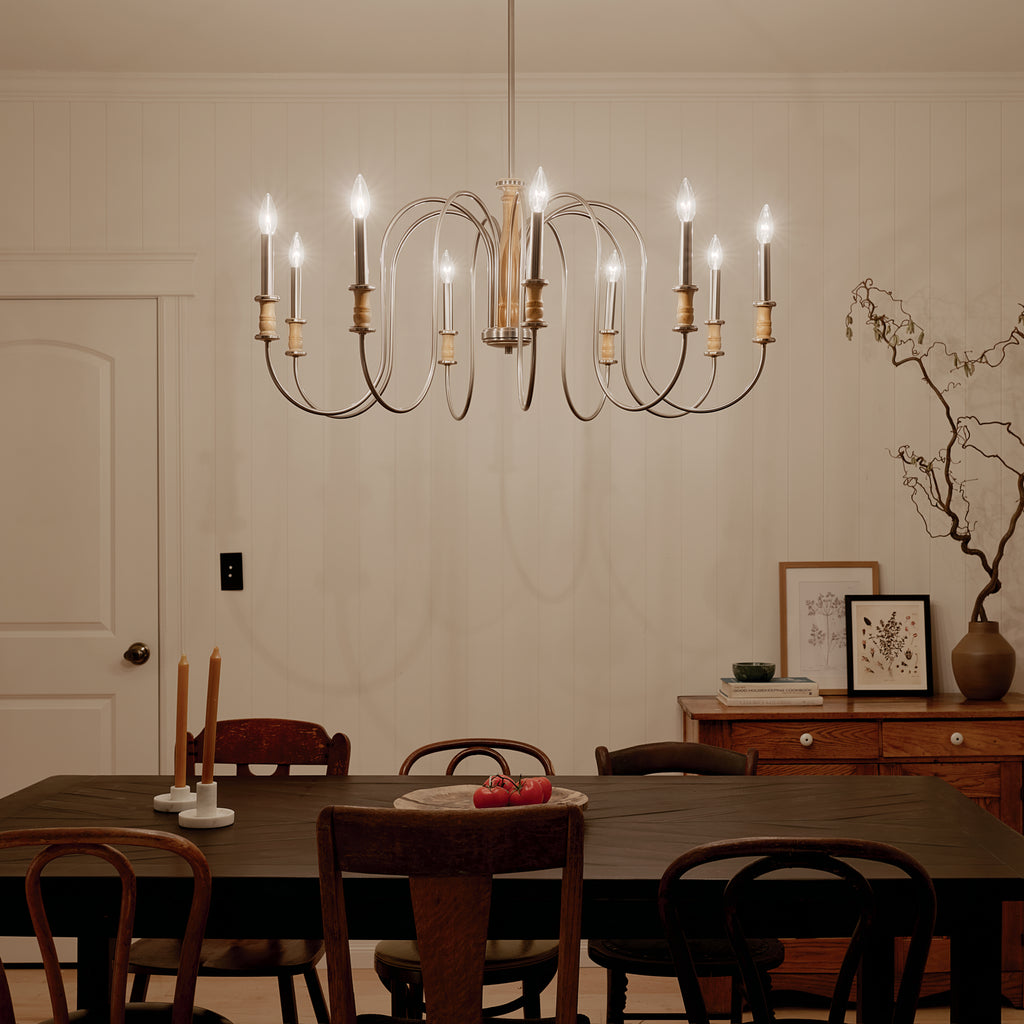 KICHLER 52471NI Karthe 42" 9 Light Chandelier Brushed Nickel