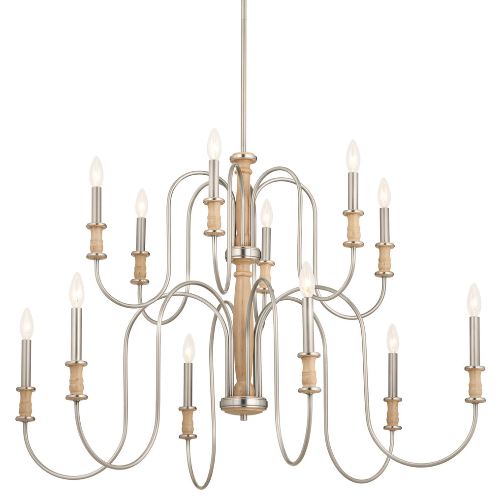 KICHLER 52472NI Karthe 42" 12 Light Chandelier Brushed Nickel