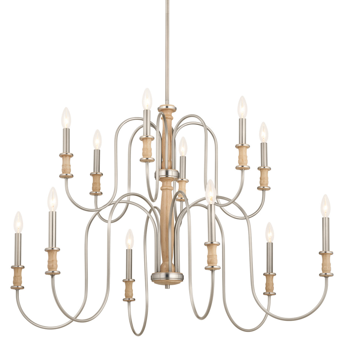 KICHLER 52472NI Karthe 42" 12 Light Chandelier Brushed Nickel
