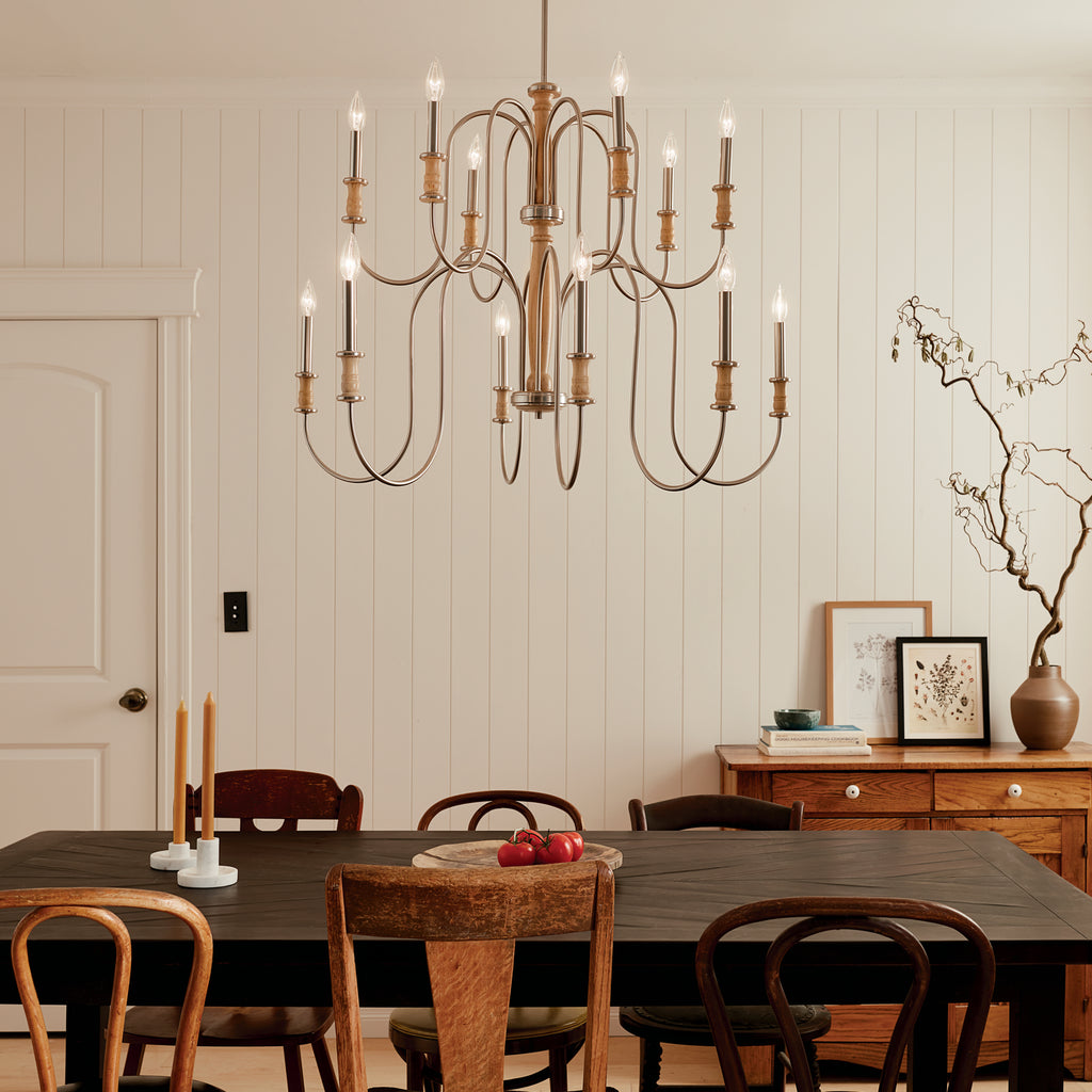 KICHLER 52472NI Karthe 42" 12 Light Chandelier Brushed Nickel