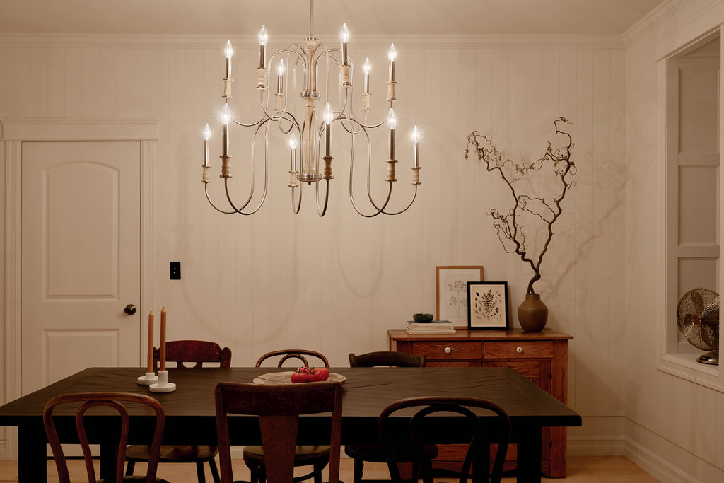 KICHLER 52472NI Karthe 42" 12 Light Chandelier Brushed Nickel