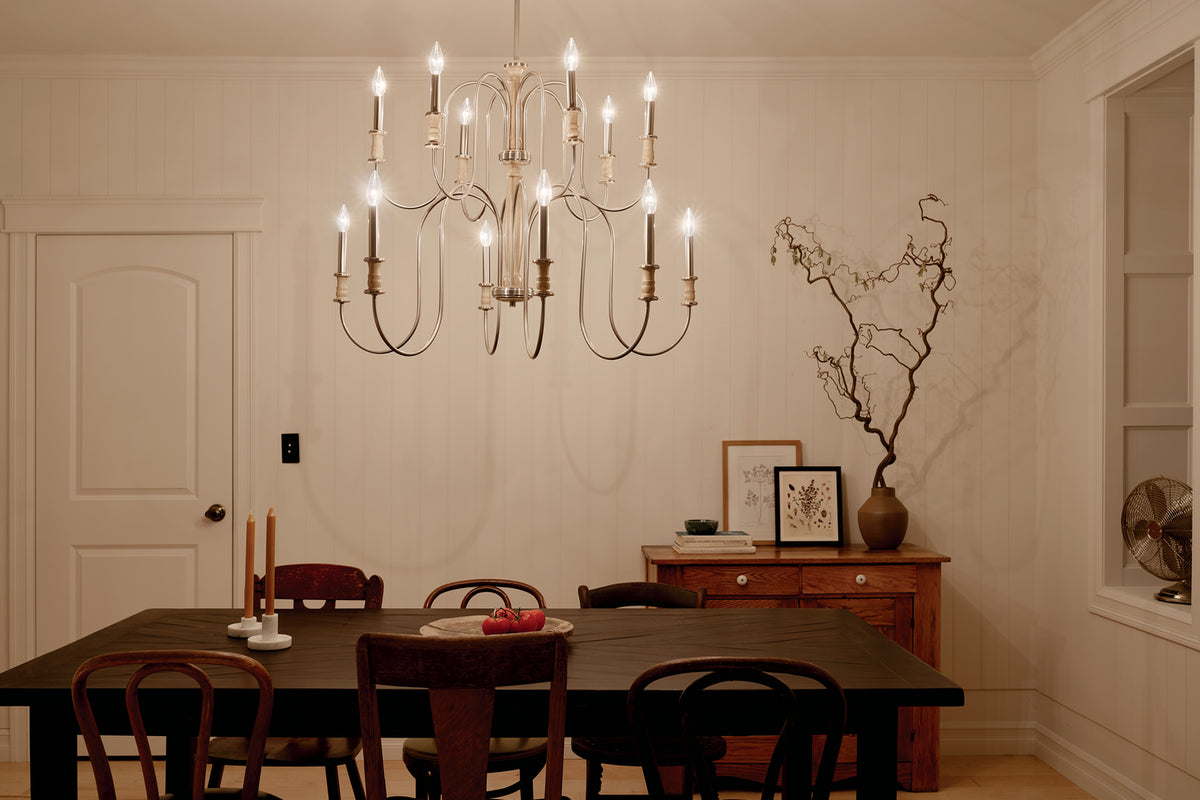 KICHLER 52472NI Karthe 42" 12 Light Chandelier Brushed Nickel