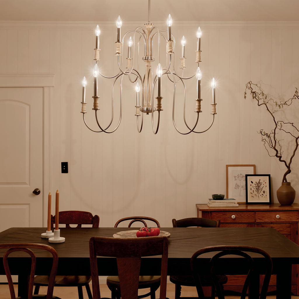 KICHLER 52472NI Karthe 42" 12 Light Chandelier Brushed Nickel