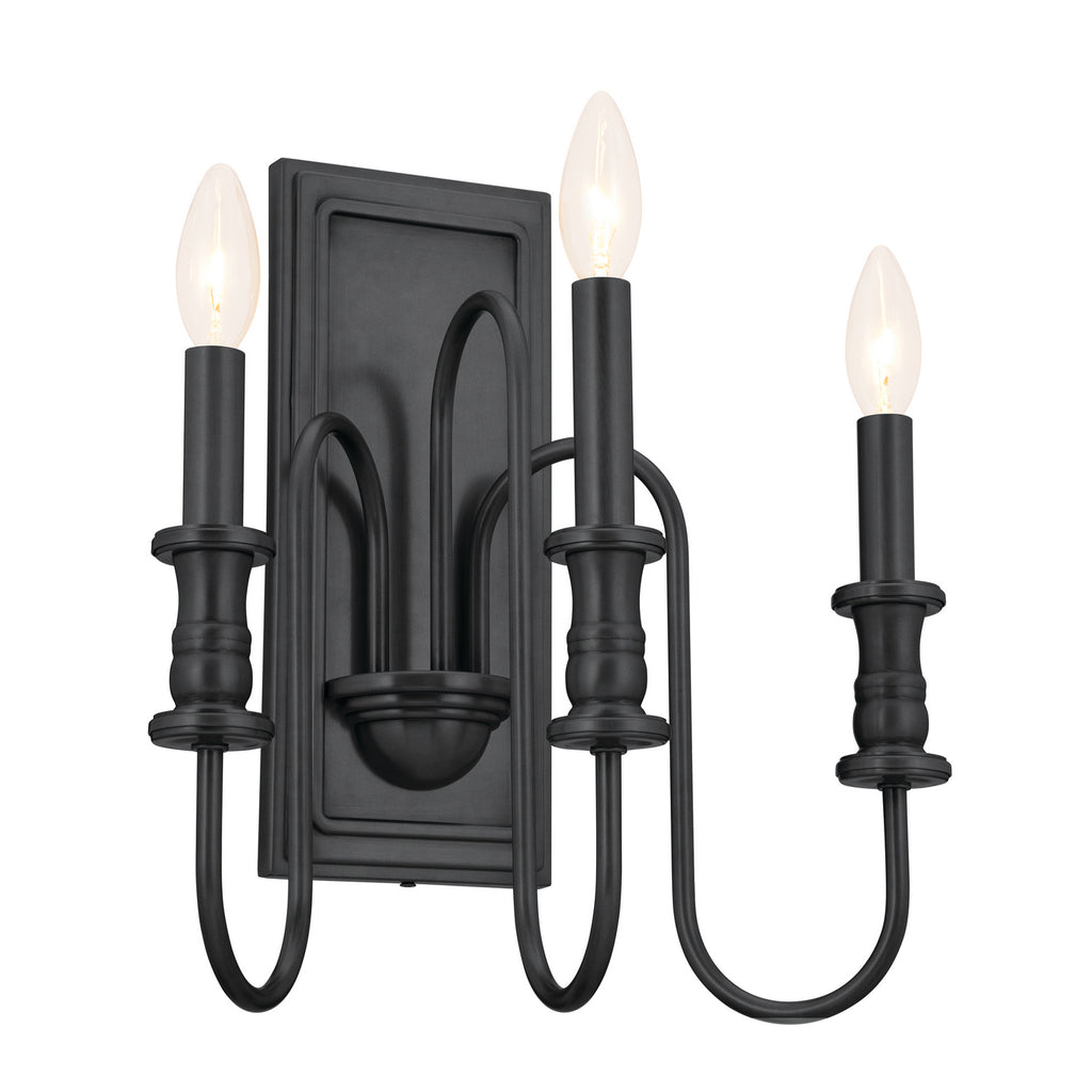 KICHLER 52473BK Karthe 14" 3 Light Wall Sconce Black