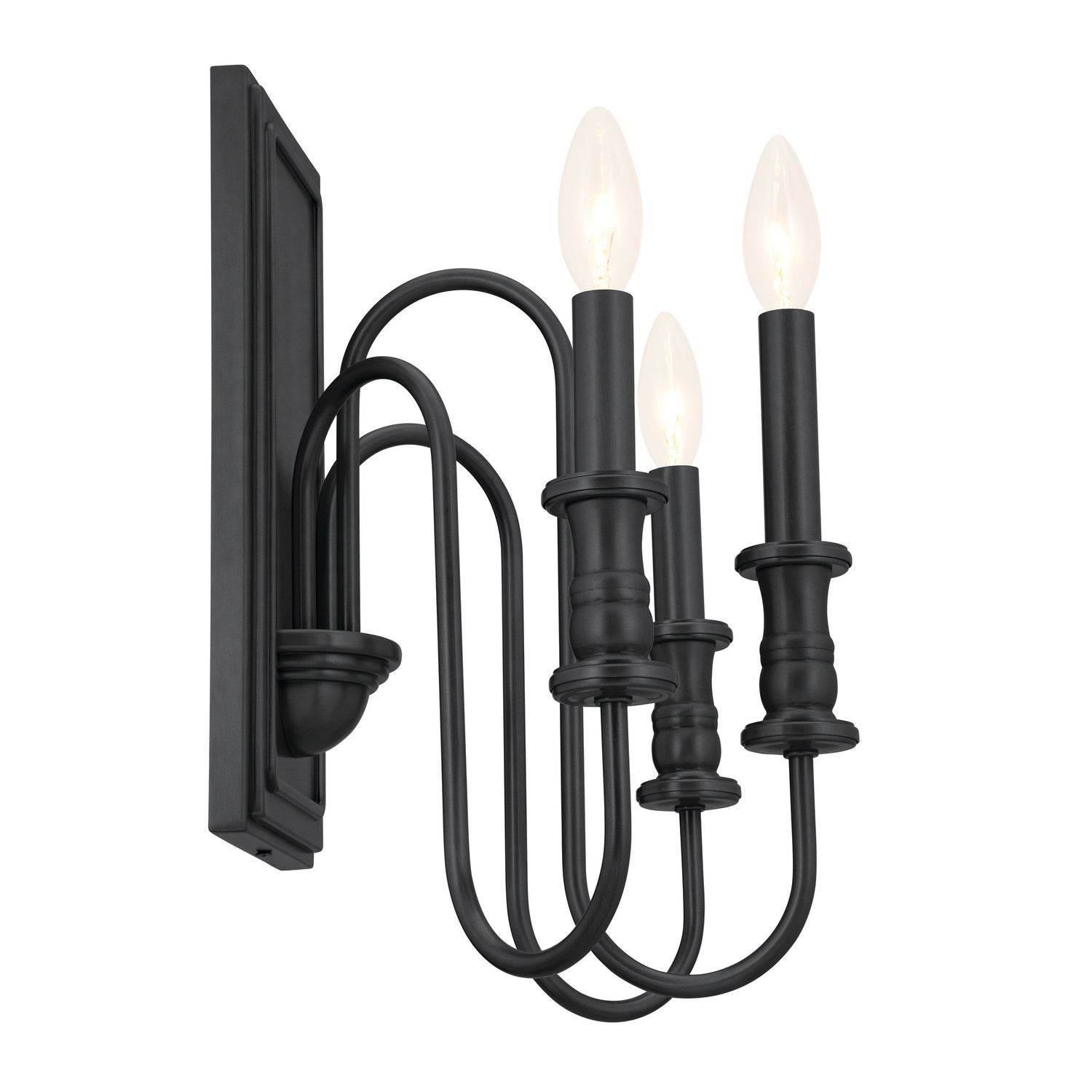 KICHLER 52473BK Karthe 14" 3 Light Wall Sconce Black