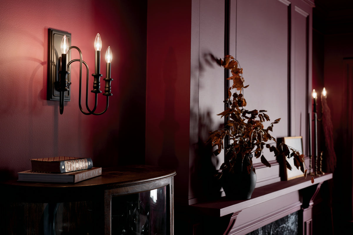 KICHLER 52473BK Karthe 14" 3 Light Wall Sconce Black