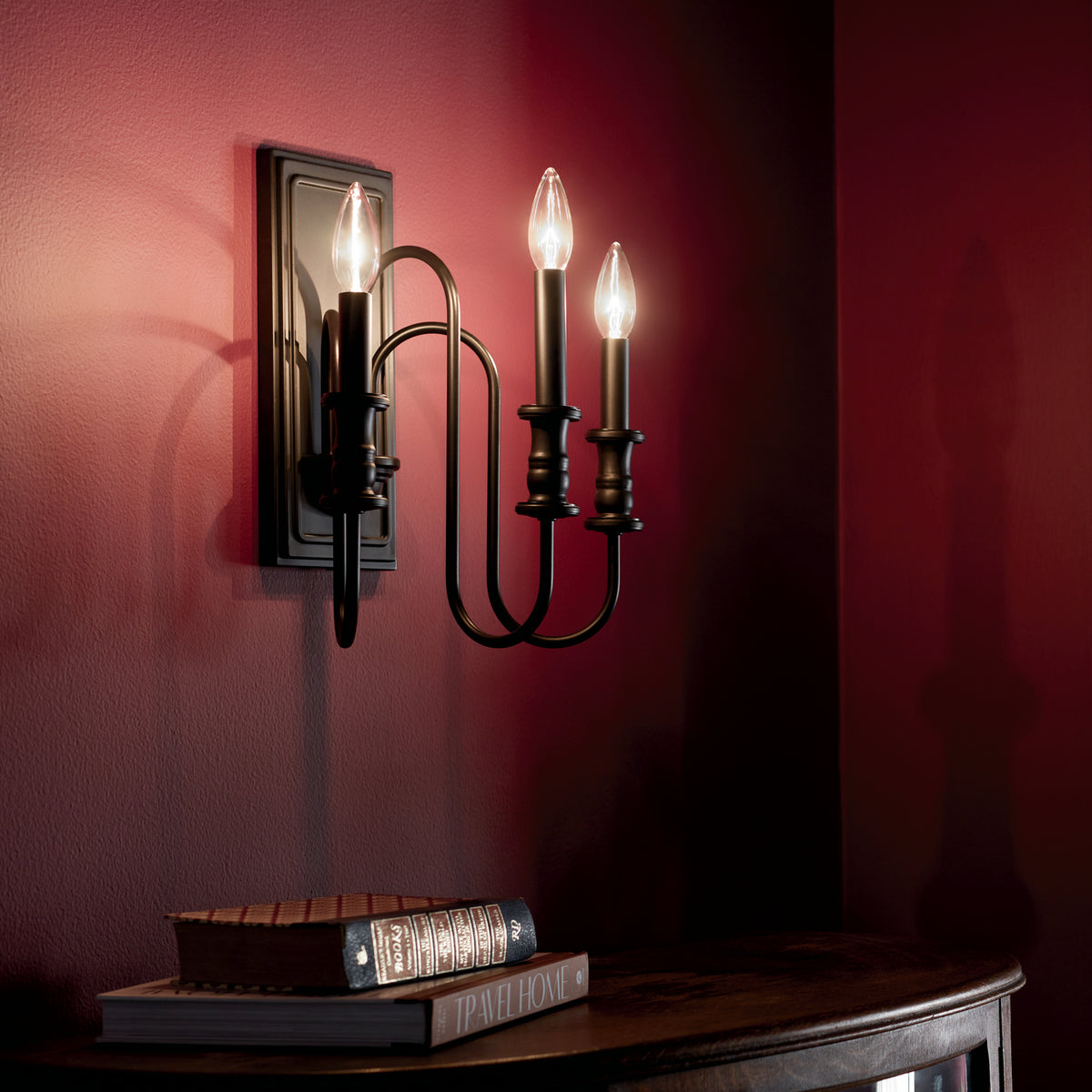 KICHLER 52473BK Karthe 14" 3 Light Wall Sconce Black