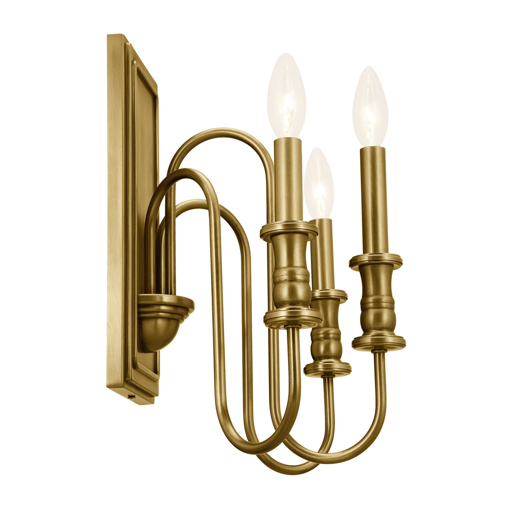 KICHLER 52473NBR Karthe 14" 3 Light Wall Sconce Natural Brass
