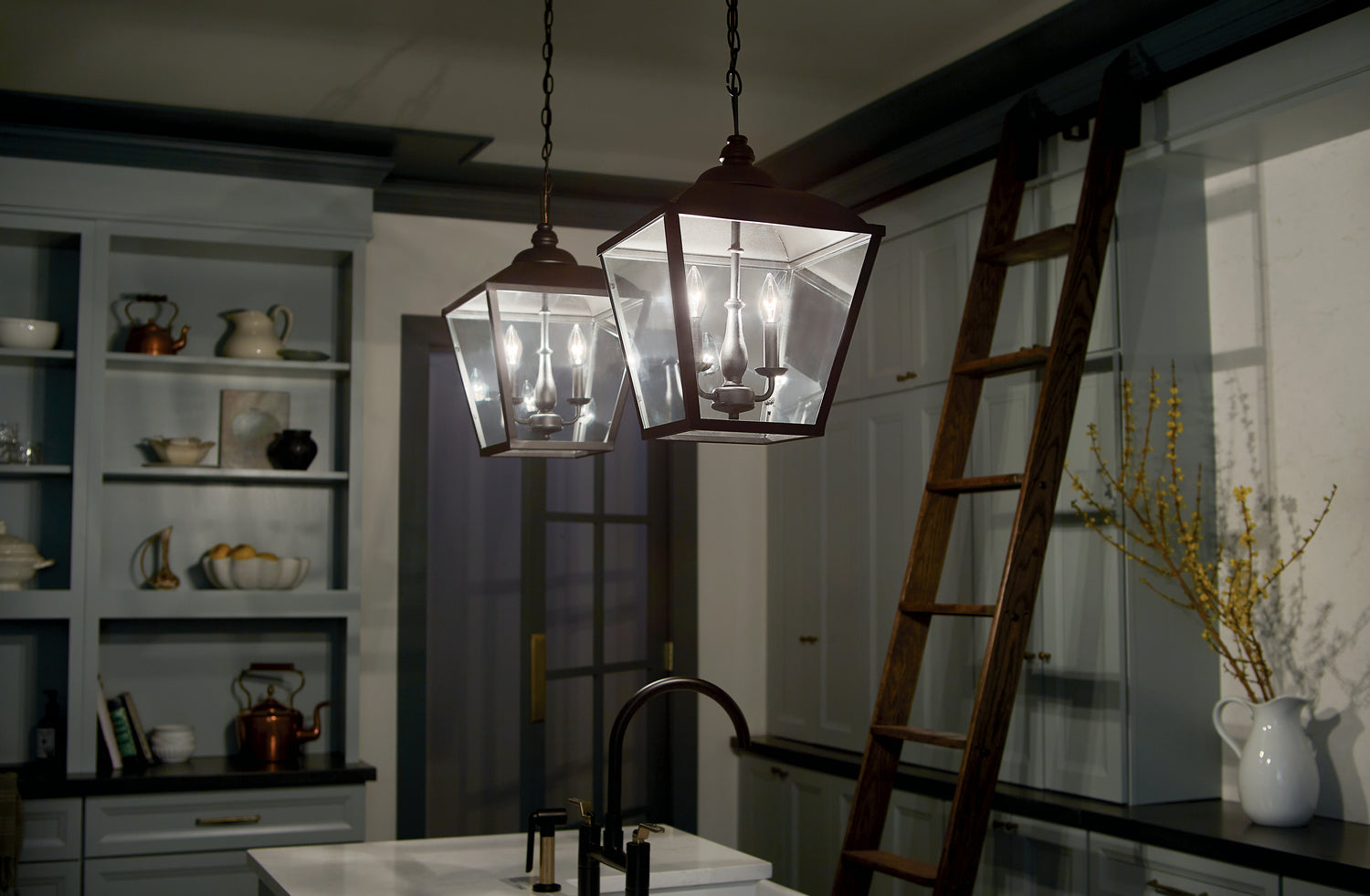 KICHLER 52474BKT Gentle Hill 19" 2 Light Pendant Textured Black