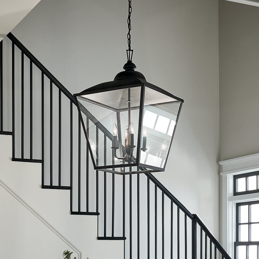 KICHLER 52475BKT Gentle Hill 27.5" 4 Light Foyer Pendant Textured Black