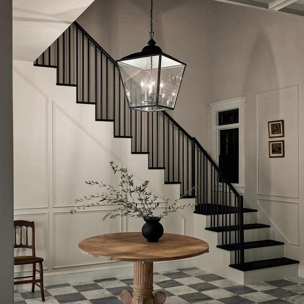 KICHLER 52475BKT Gentle Hill 27.5" 4 Light Foyer Pendant Textured Black
