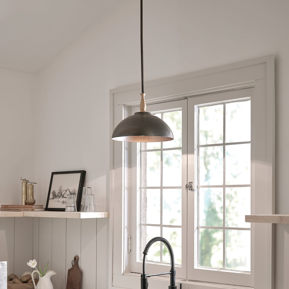 KICHLER 52476AVI Thera 14" 1 Light Pendant Anvil Iron