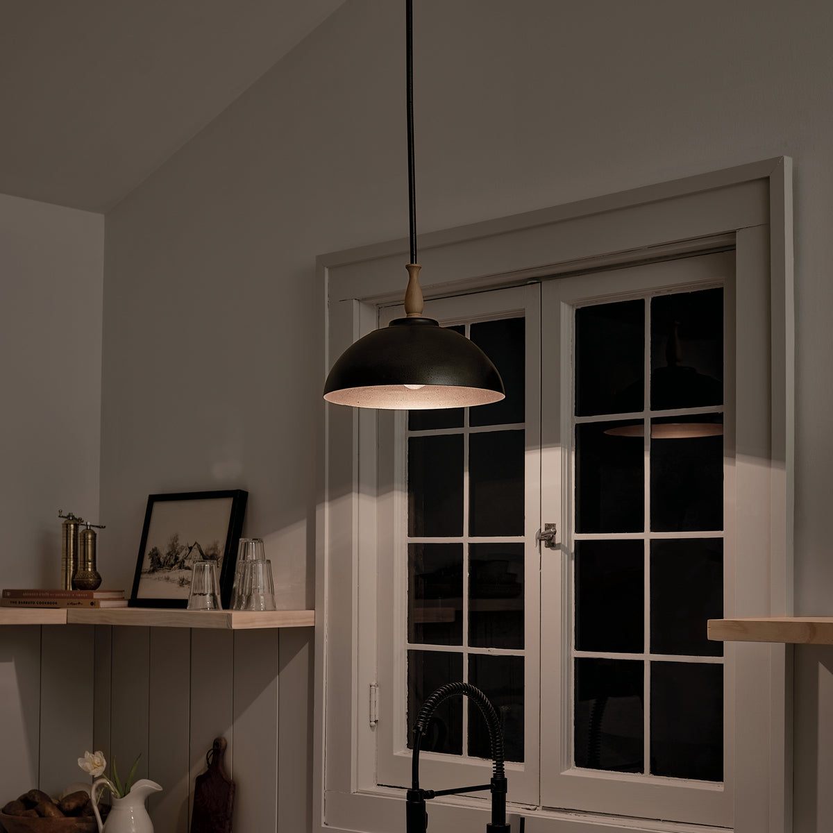 KICHLER 52476AVI Thera 14" 1 Light Pendant Anvil Iron