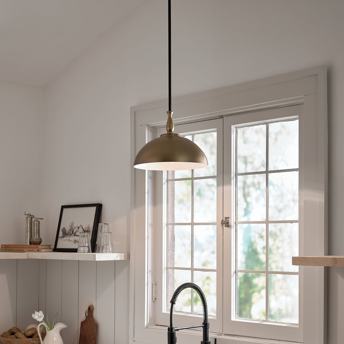 KICHLER 52476NBR Thera 14" 1 Light Pendant Natural Brass