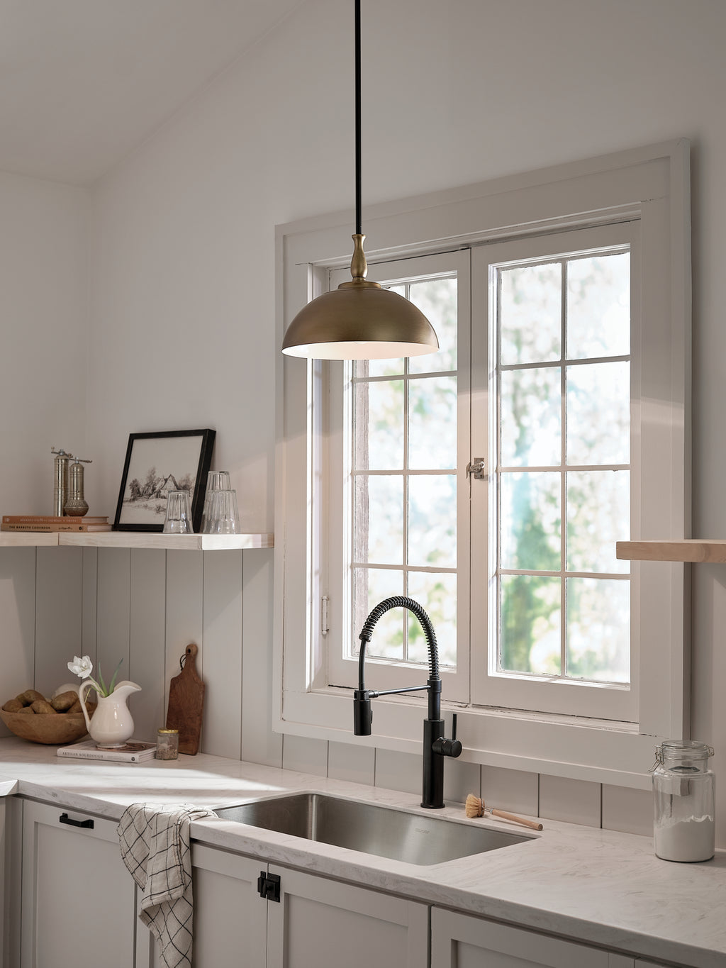 KICHLER 52476NBR Thera 14" 1 Light Pendant Natural Brass