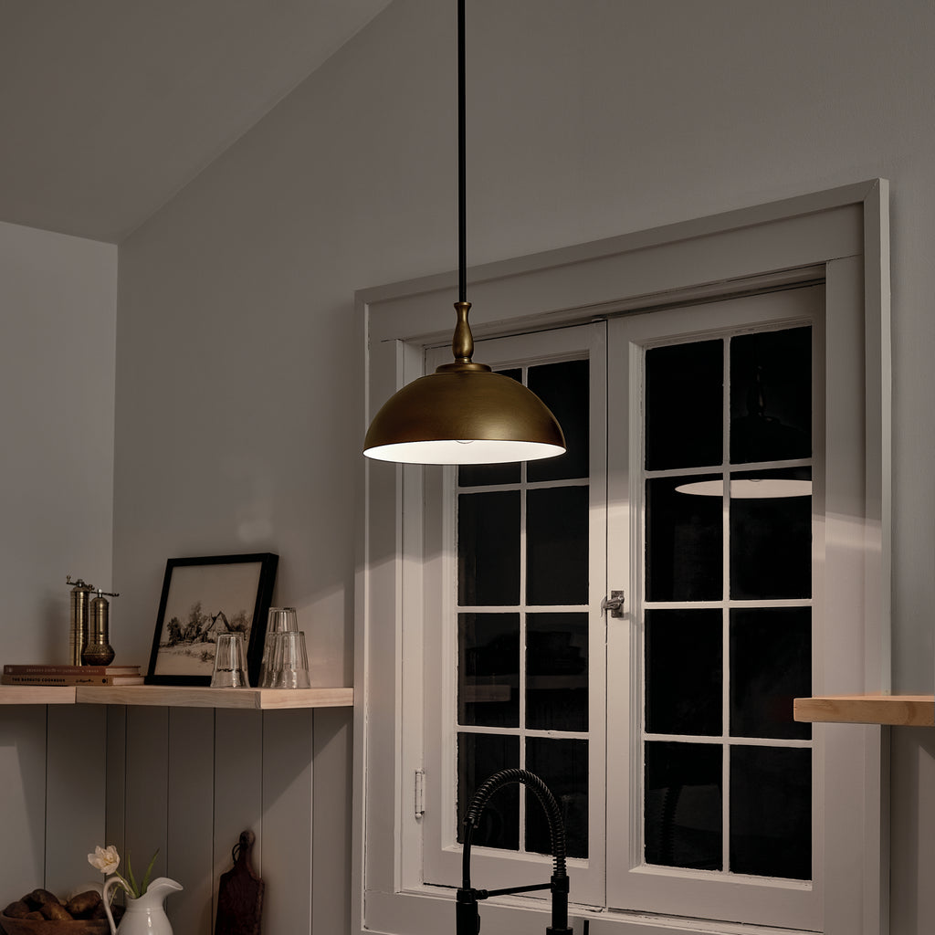KICHLER 52476NBR Thera 14" 1 Light Pendant Natural Brass