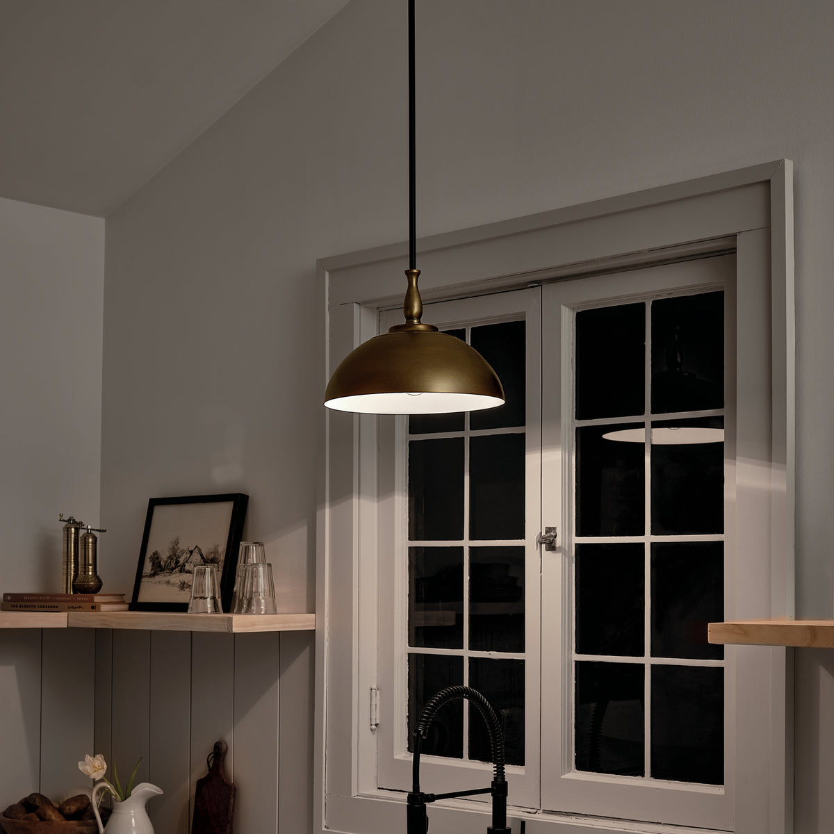 KICHLER 52476NBR Thera 14" 1 Light Pendant Natural Brass