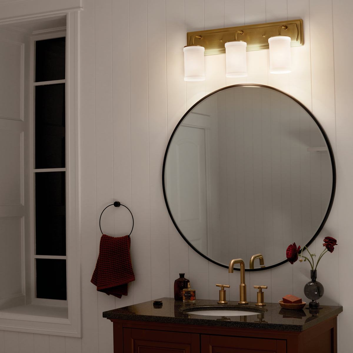 KICHLER 55131NBR Vetivene 10" 3 Light Vanity Light Natural Brass
