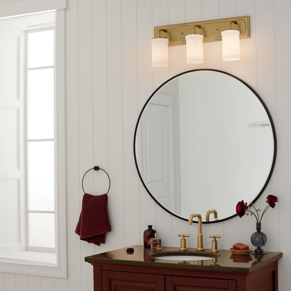KICHLER 55131NBR Vetivene 10" 3 Light Vanity Light Natural Brass