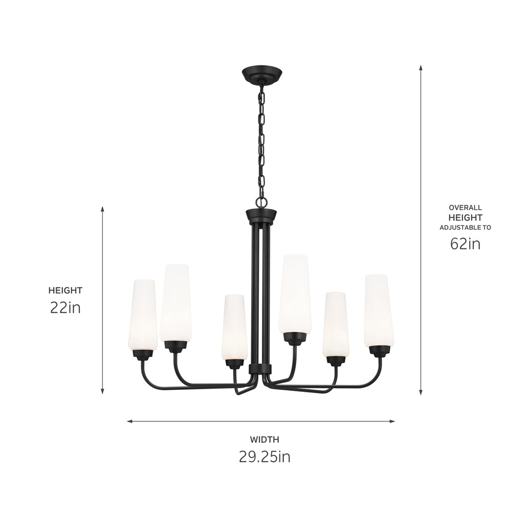 KICHLER 52480BK Truby 29" 6 Light Chandelier Black