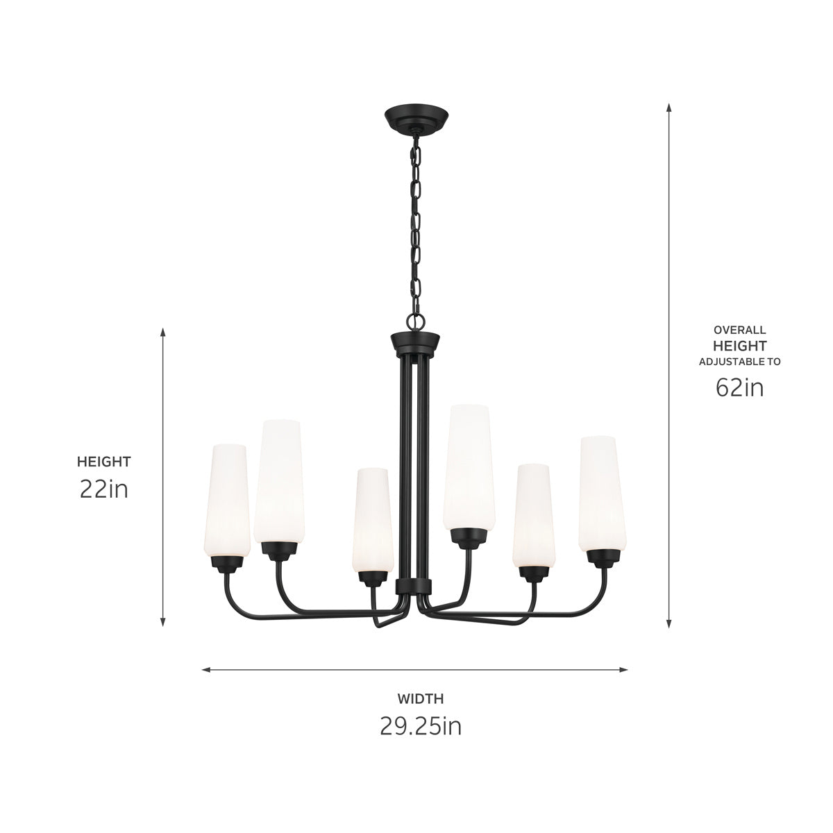 KICHLER 52480BK Truby 29" 6 Light Chandelier Black