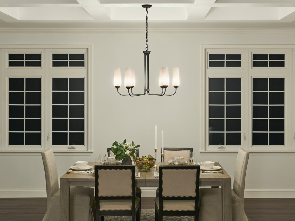 KICHLER 52480BK Truby 29" 6 Light Chandelier Black