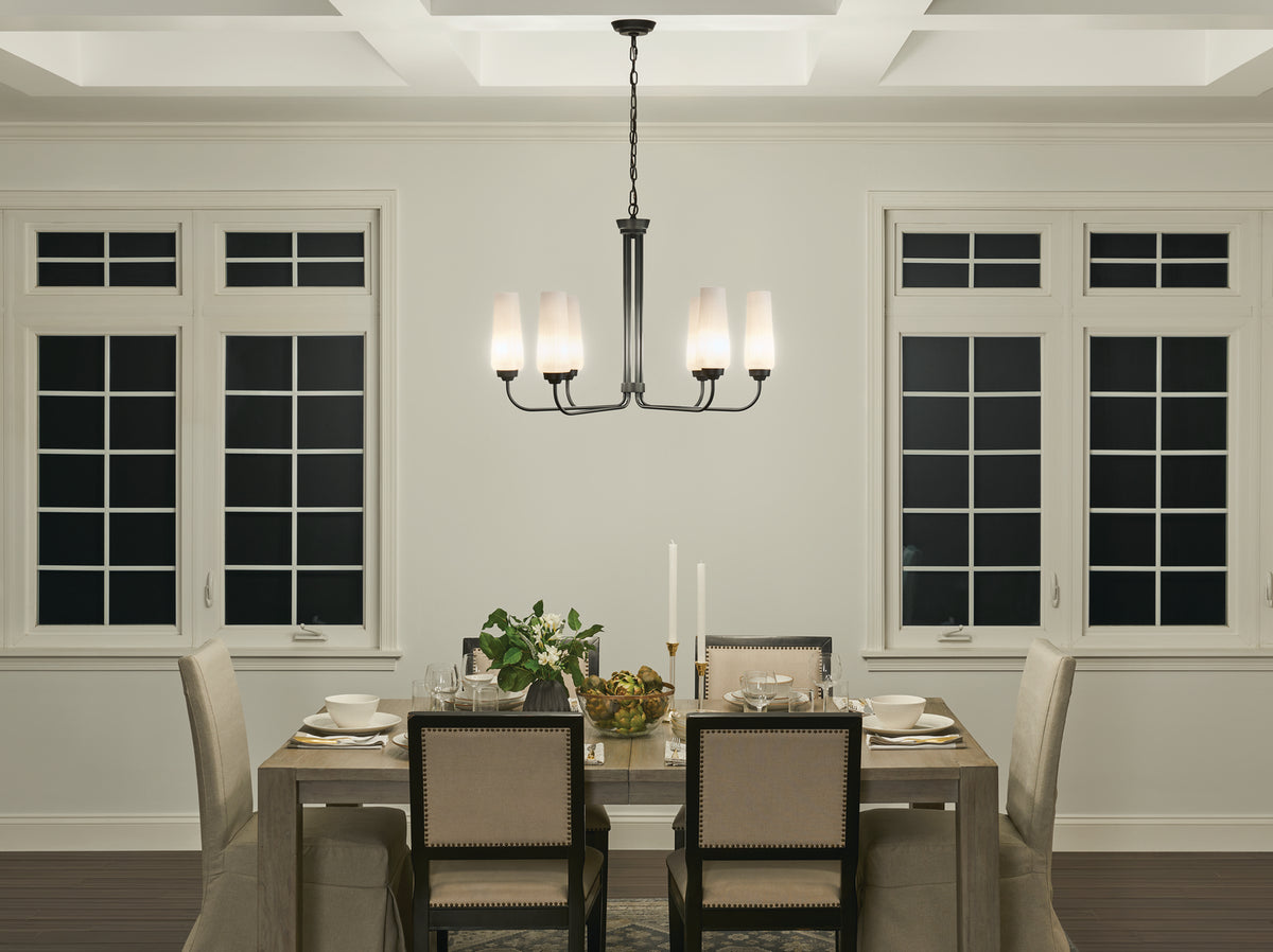 KICHLER 52480BK Truby 29" 6 Light Chandelier Black