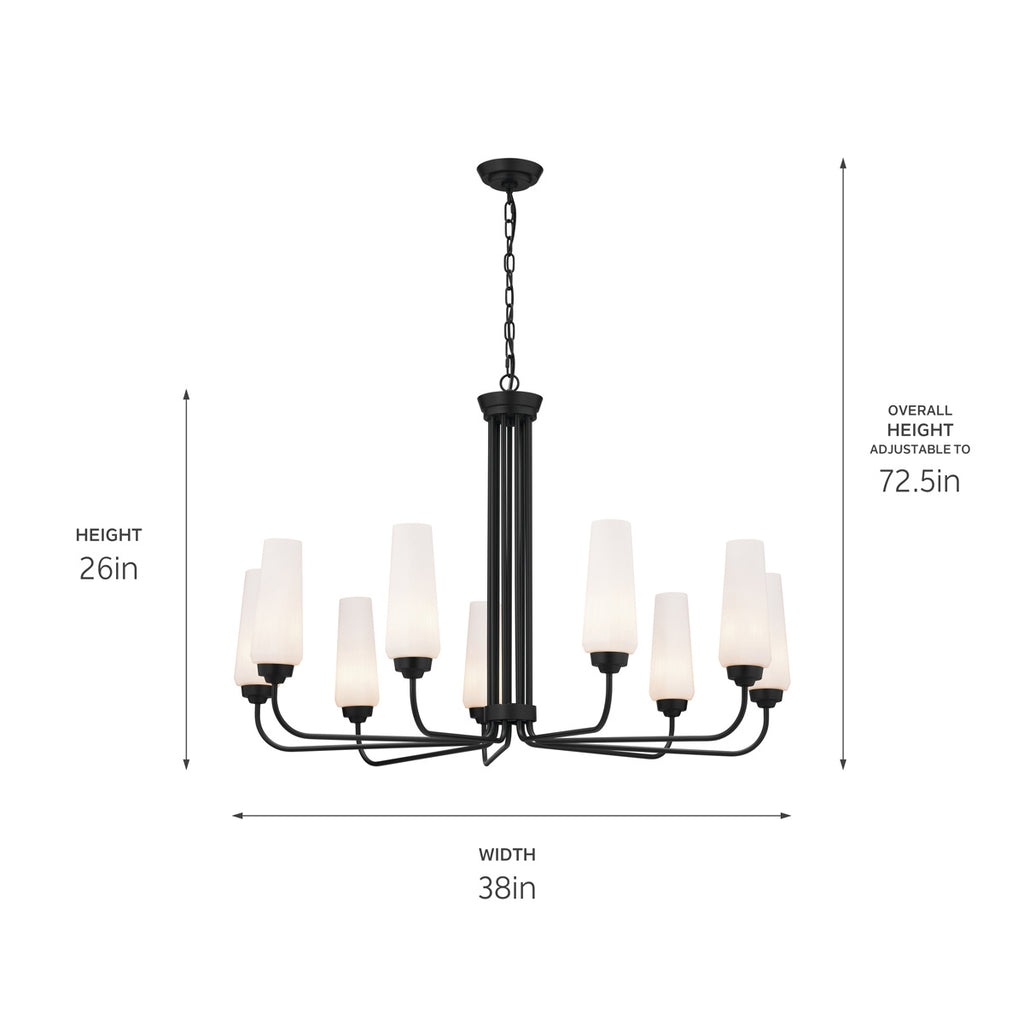 KICHLER 52481BK Truby 38" 9 Light Chandelier Black