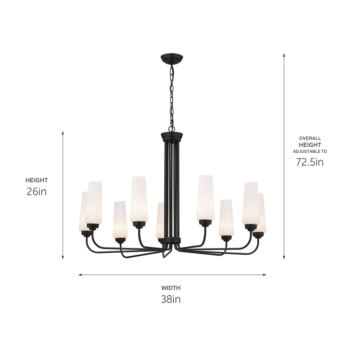 KICHLER 52481BK Truby 38" 9 Light Chandelier Black